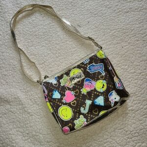Justice girl's crossbody graffiti brown gold and emoji purse